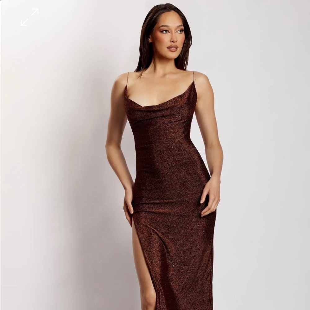 Brown Glitter Maxi Dress